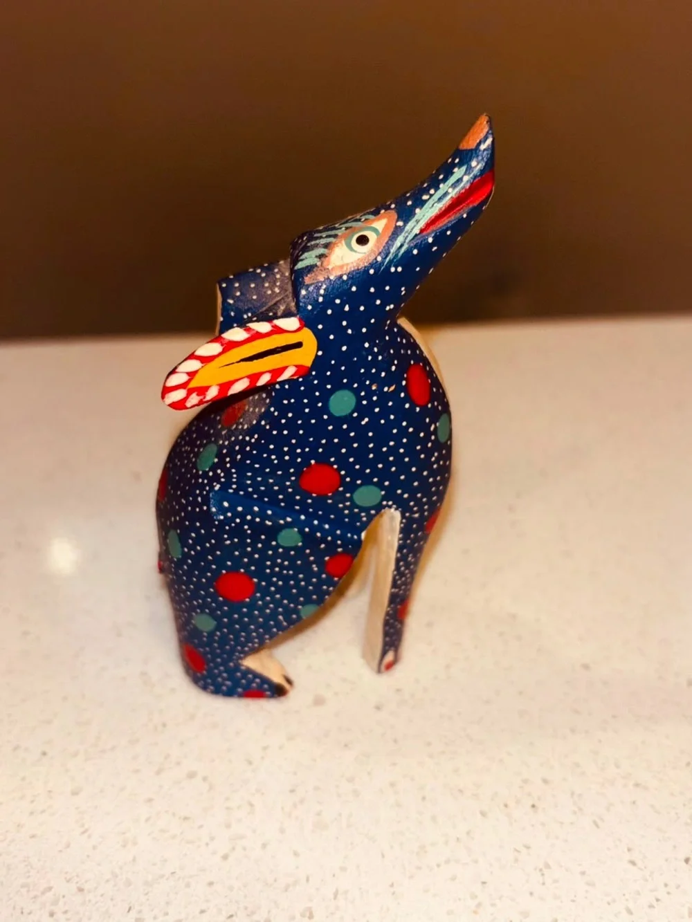 Mexican Oaxacan Alebrije Coyote Wolf Blue Wood Carving Folk Art Figurine 3.75